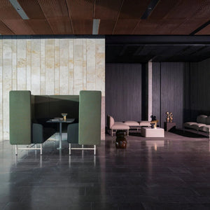 Nebula Collection Meeting Sofa Booth with Soft Seating and Coffee Table in Lounge Setting