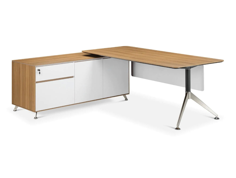 Nero Executive Desk in American Black Walnut with Credenza Unit Left