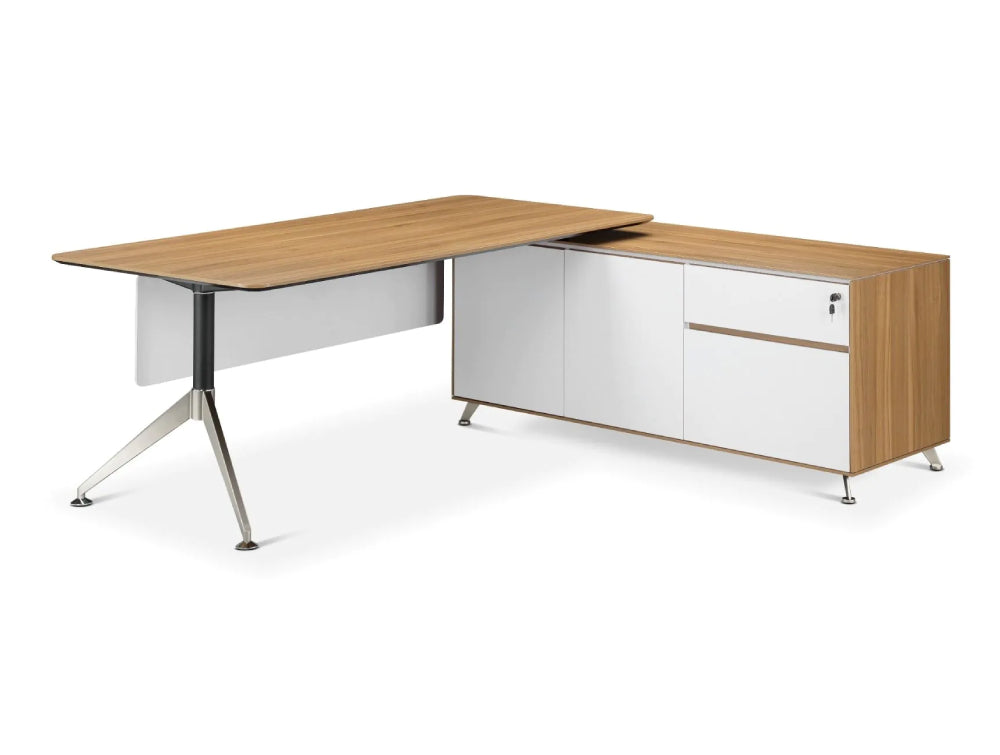 Nero Executive Desk in American Black Walnut with Credenza Unit Left
