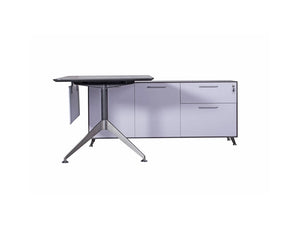 Nero Executive Desk With Credenza Unit And Metal Legs