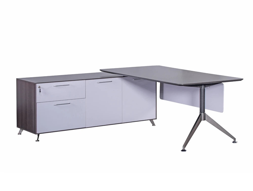 Nero Executive Desk in American Black Walnut with Credenza Unit Left