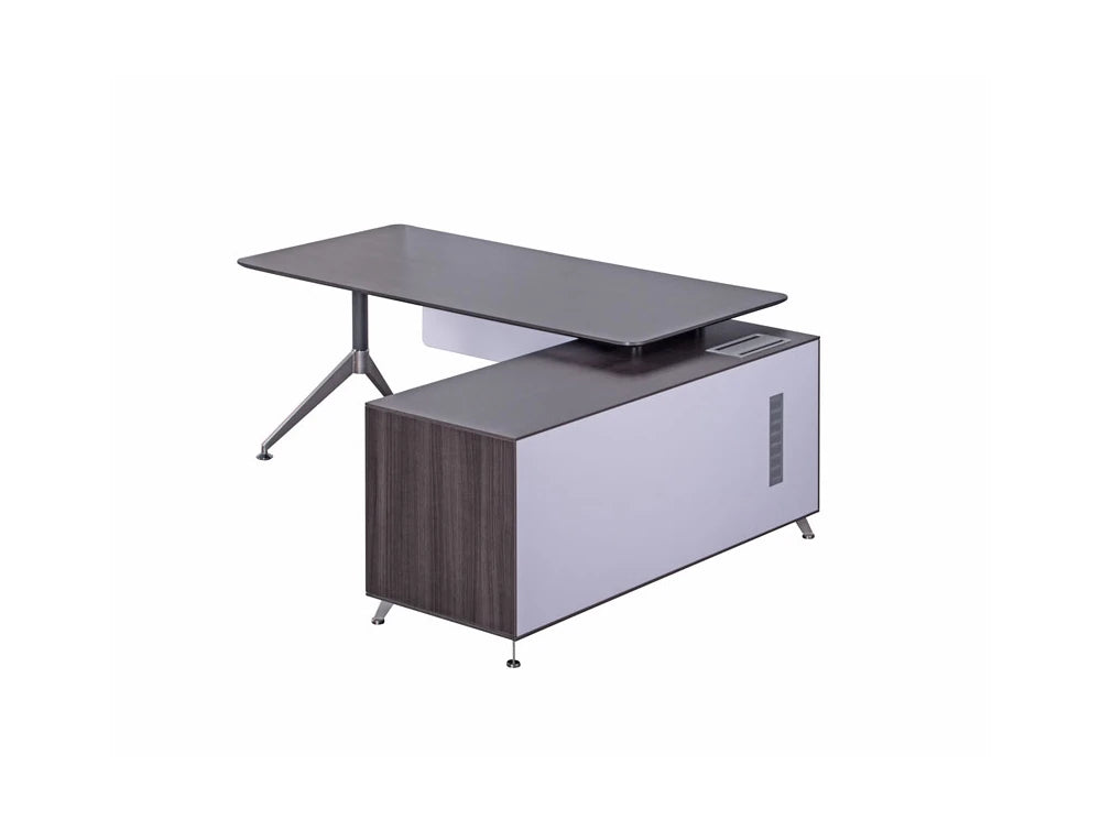 Nero Executive Desk with Credenza Unit and Modesty Panel Right Hand