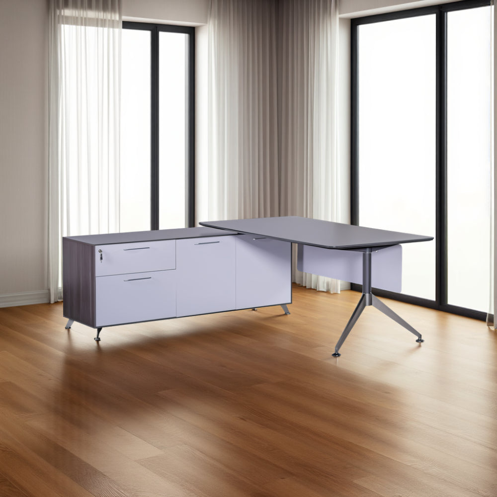 Nero Executive Desk with Credenza Unit in Modern Office Setting 3