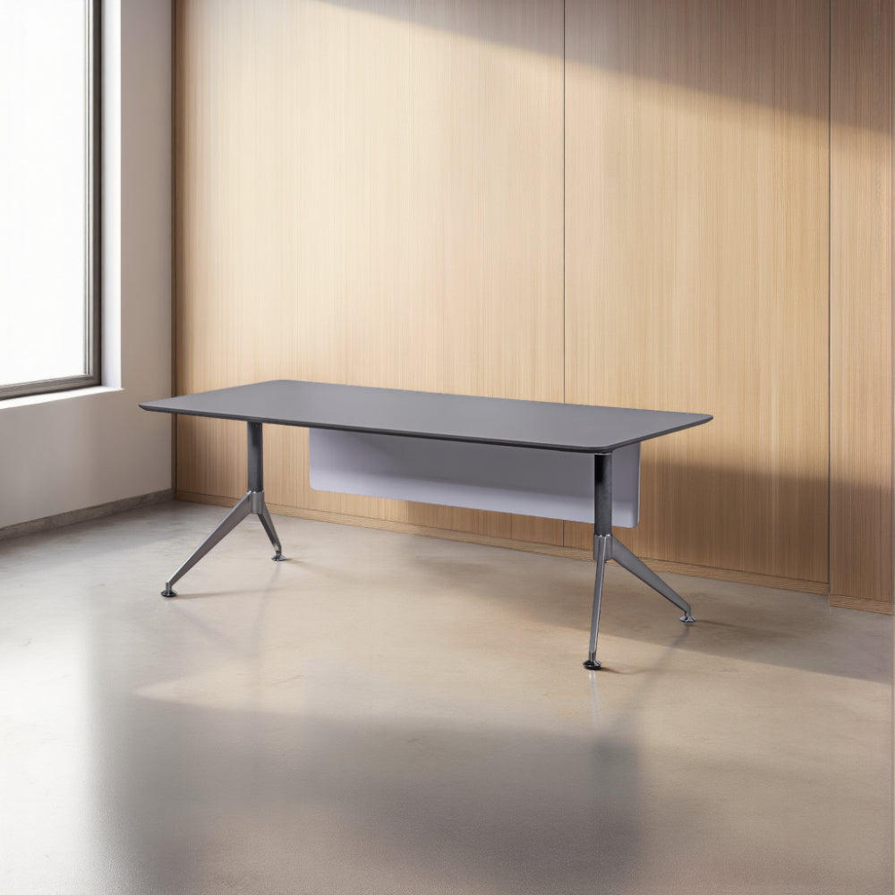 Nero Executive Desk with Modesty Panel in Modern Office Setting 2