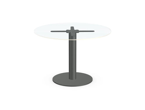 Nexis Cylinder Base Round Coffee Table Glass Top