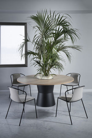 Nidaba Round Table With Chairs And Indoor Plant In Breakout Setting