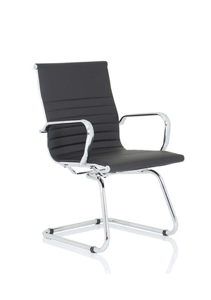 Nola Black Leather Cantilever Visitor Chair With Arms OP000224 1