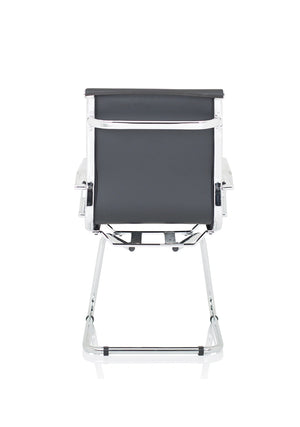 Nola Black Leather Cantilever Visitor Chair With Arms OP000224 6