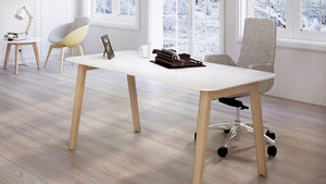 Narbutas Nova Wood Desk With Wooden Legs Top
