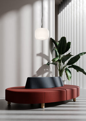 Nubi Upholstered Modular Sofa with Indoor Plant and Ceiling Light in Reception Setting 5