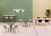 Nuta Light Upholstered Chair With Stool And Hightop Table In Studio Setting
