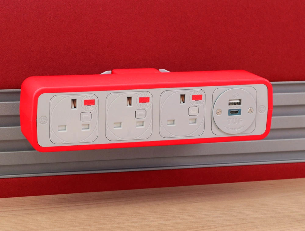 Oe Pulse 8 On Surface Power Module With Red Finish And Uk Power Outlet