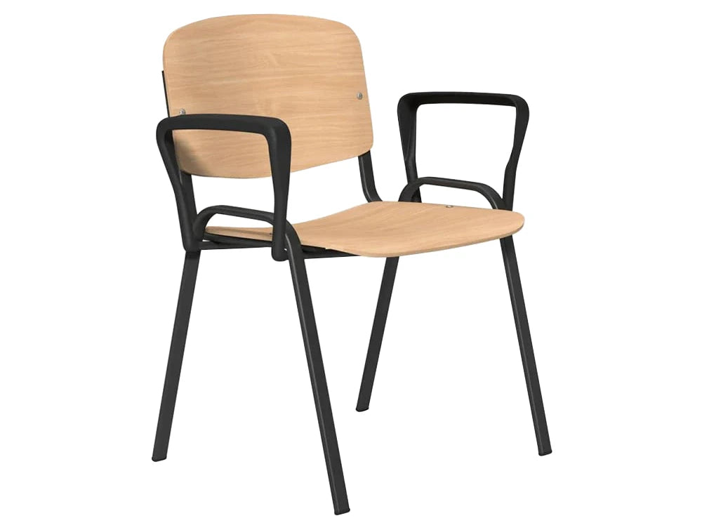 OI Series Visitor Chair in Beech Finish and Black Frame