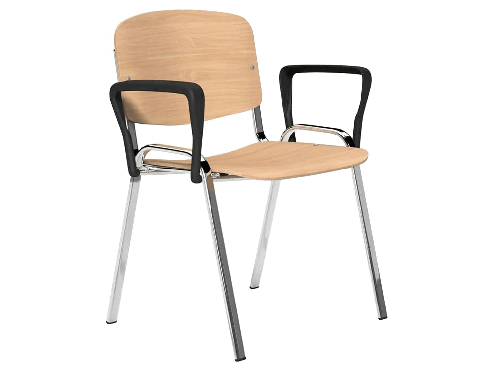 Oi Series Beech Wood Chair  Chrome Frame Oi3W Arm P Be