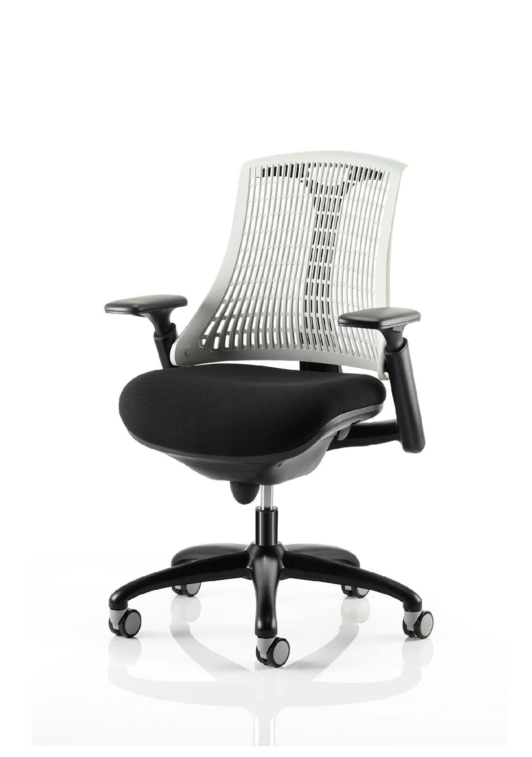 Flex Task Operator Chair Black Frame With Black Fabric Seat Red Back With Arms