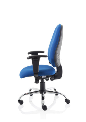 Lisbon Task Operator Chair Blue Fabric With Arms Image 6