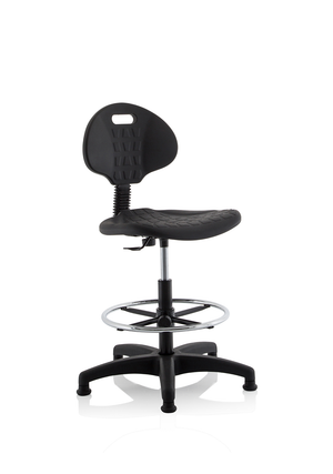 Malaga High Rise Draughtsman Task Operator Chair Black Polyurethane Seat And Back Without Arms