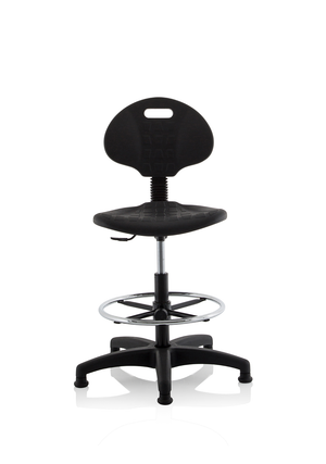 Malaga High Rise Draughtsman Task Operator Chair Black Polyurethane Seat And Back Without Arms Image 3