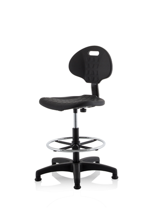 Malaga High Rise Draughtsman Task Operator Chair Black Polyurethane Seat And Back Without Arms Image 4