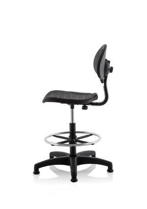 Malaga High Rise Draughtsman Task Operator Chair Black Polyurethane Seat And Back Without Arms Image 5