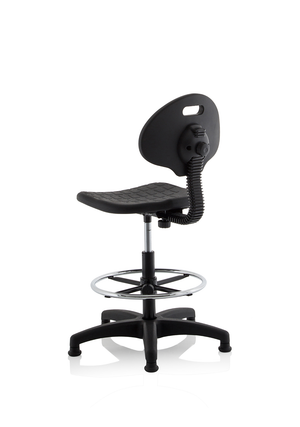 Malaga High Rise Draughtsman Task Operator Chair Black Polyurethane Seat And Back Without Arms Image 6