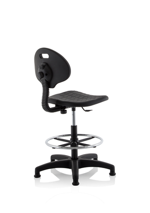 Malaga High Rise Draughtsman Task Operator Chair Black Polyurethane Seat And Back Without Arms Image 8