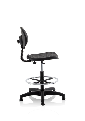 Malaga High Rise Draughtsman Task Operator Chair Black Polyurethane Seat And Back Without Arms Image 9