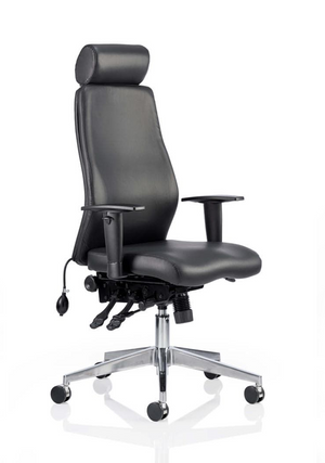 Onyx Ergo Posture Chair Black Soft Bonded Leather With Headrest With Arms Image 10