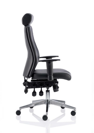 Onyx Ergo Posture Chair Black Soft Bonded Leather With Headrest With Arms Image 11