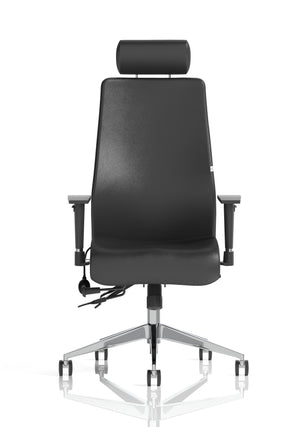 Onyx Ergo Posture Chair Black Soft Bonded Leather With Headrest With Arms Image 3