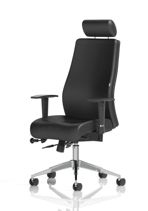 Onyx Ergo Posture Chair Black Soft Bonded Leather With Headrest With Arms Image 4