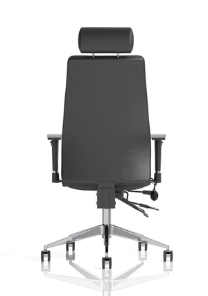 Onyx Ergo Posture Chair Black Soft Bonded Leather With Headrest With Arms Image 7