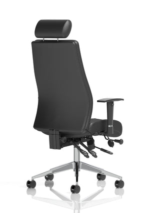 Onyx Ergo Posture Chair Black Soft Bonded Leather With Headrest With Arms Image 8