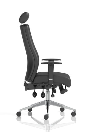 Onyx Ergo Posture Chair Black Soft Bonded Leather With Headrest With Arms Image 9