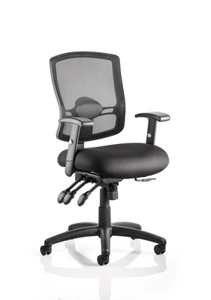 Portland III Task Operator Chair Black Mesh Back With Arms Image 2