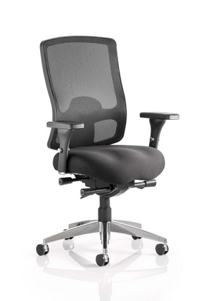 Regent Task Operator Chair Black Fabric Black Mesh Back With Arms Image 2