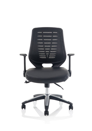 Relay Task Operator Chair Leather Seat Black Back With Arms Image 3