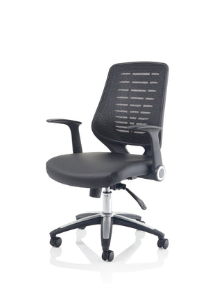 Relay Task Operator Chair Leather Seat Black Back With Arms Image 4