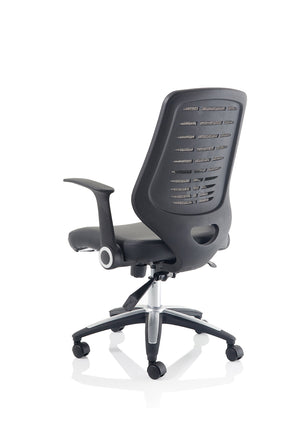 Relay Task Operator Chair Leather Seat Black Back With Arms Image 6