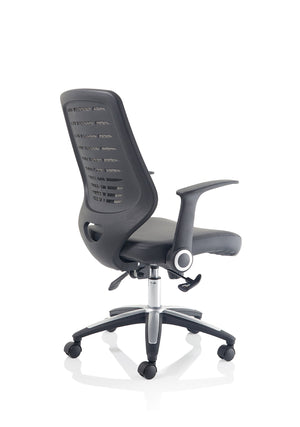 Relay Task Operator Chair Leather Seat Black Back With Arms Image 8