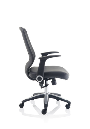 Relay Task Operator Chair Leather Seat Black Back With Arms Image 9