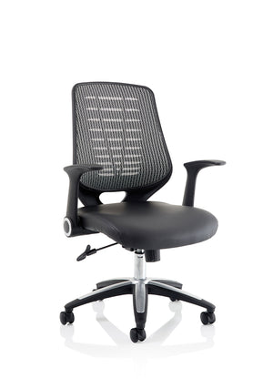 Relay Task Operator Chair Leather Seat Silver Back With Arms