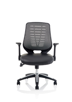 Relay Task Operator Chair Leather Seat Silver Back With Arms Image 4