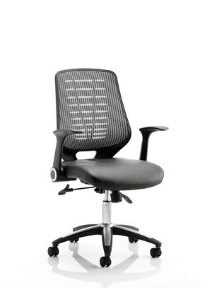 Relay Task Operator Chair Leather Seat Silver Back With Arms Image 2