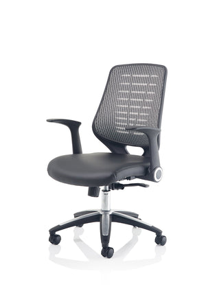 Relay Task Operator Chair Leather Seat Silver Back With Arms Image 5