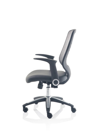 Relay Task Operator Chair Leather Seat Silver Back With Arms Image 6