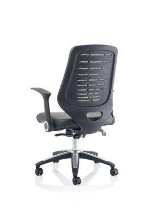 Relay Task Operator Chair Leather Seat Silver Back With Arms Image 7