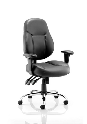 Storm Task Operator Chair Black Soft Bonded Leather With Arms Image 2