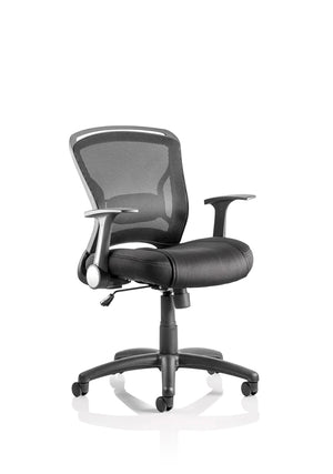 Zeus Task Operator Chair Black Fabric Black Mesh Back With Arms