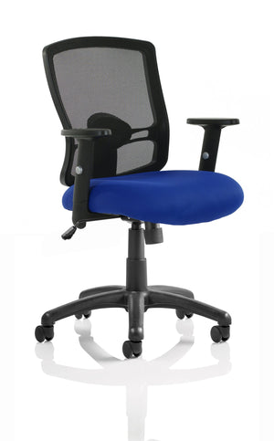 Portland Task Operator Chair Black Back Blue Airmesh Seat With Arms Image 2